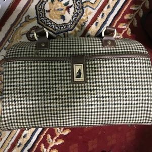 London Fog Oxford 360HL Houndstooth Satchel Cabin Bag Carry On Travel 8900